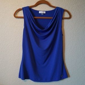 Drape neck sleeveless work blouse